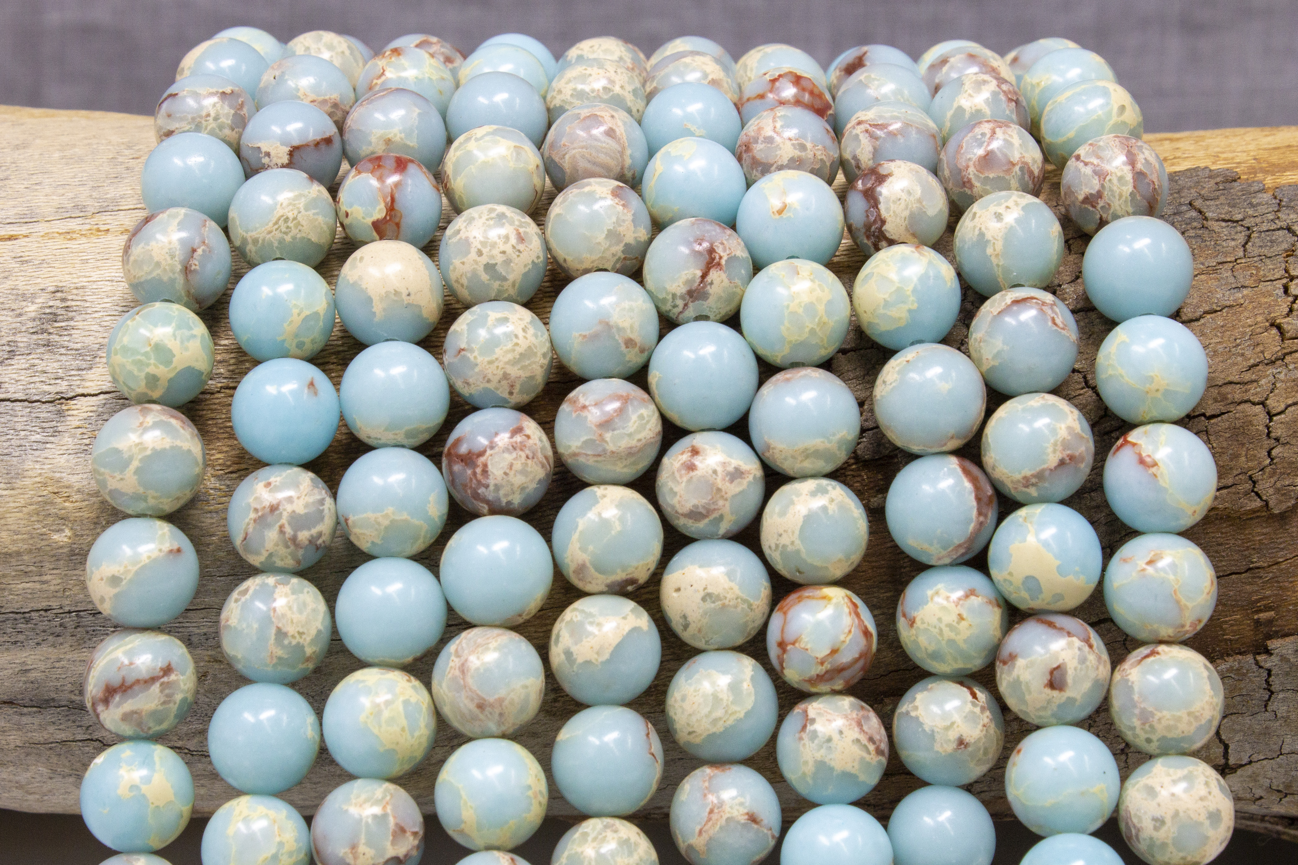 Blue Imperial Jasper Manmade Polished 10mm Round - Bead World