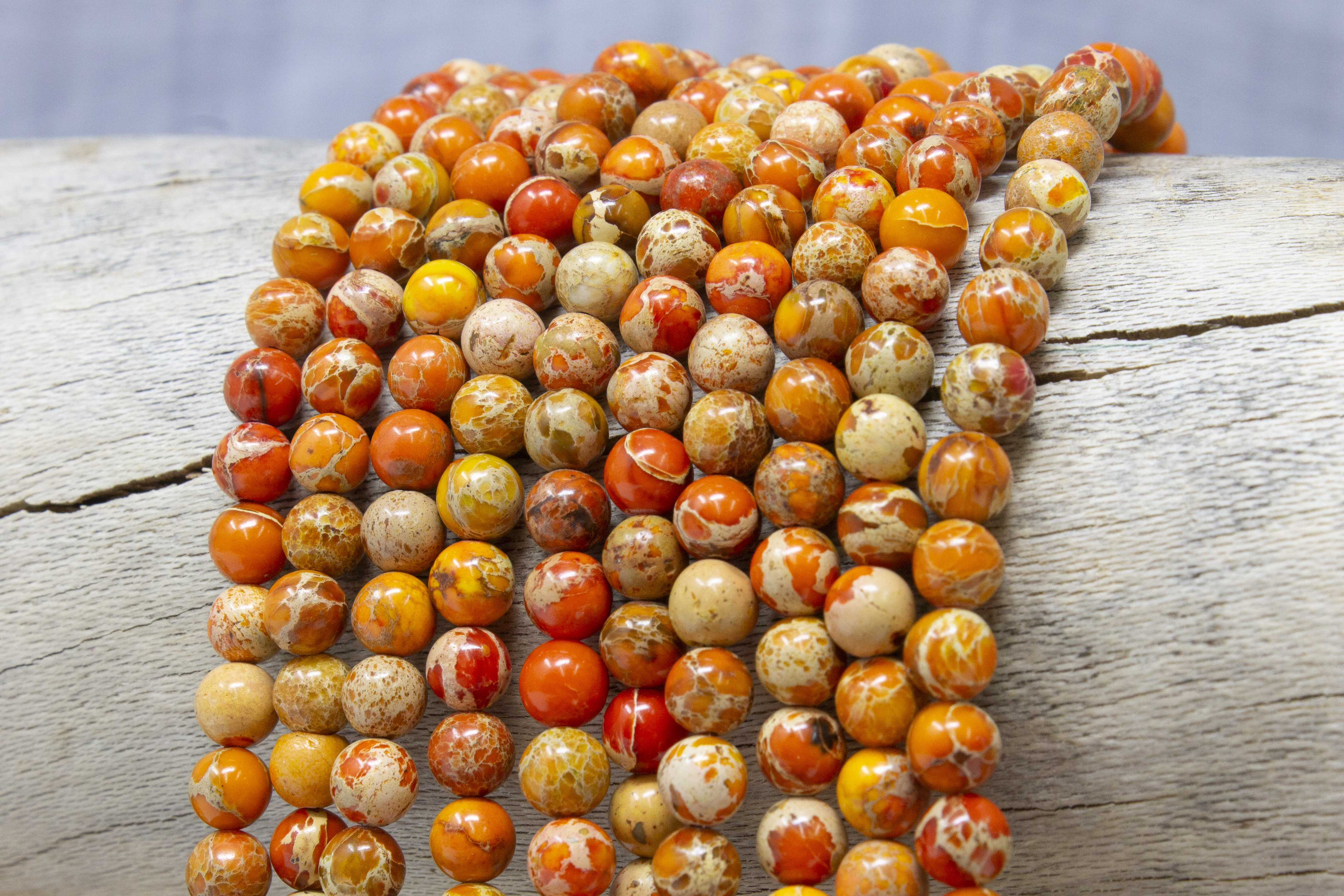 6mm Jasper Round - Impression Orange