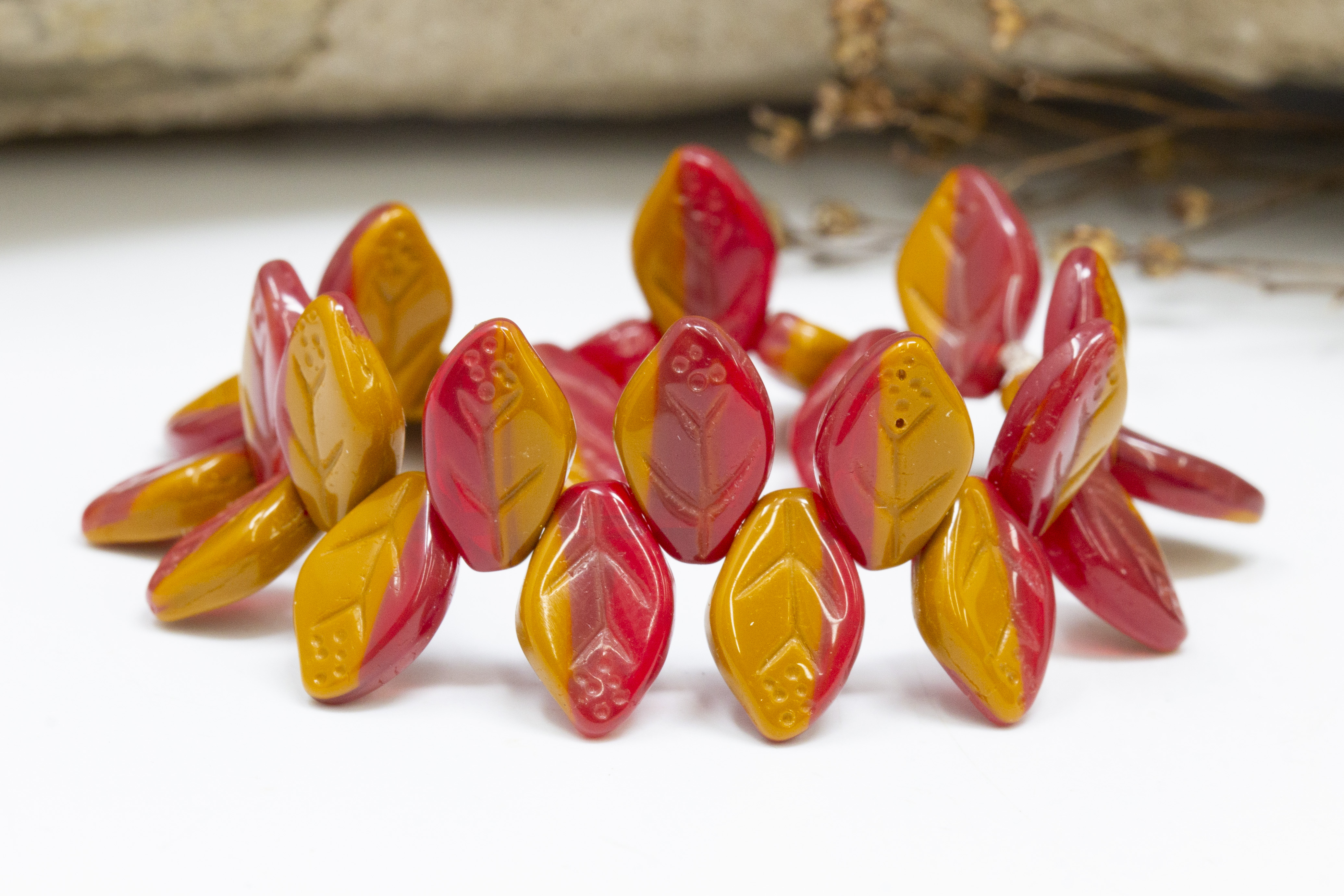 Czech Glass 12x8mm Medium Leaf Beads - Crystal Transparent with