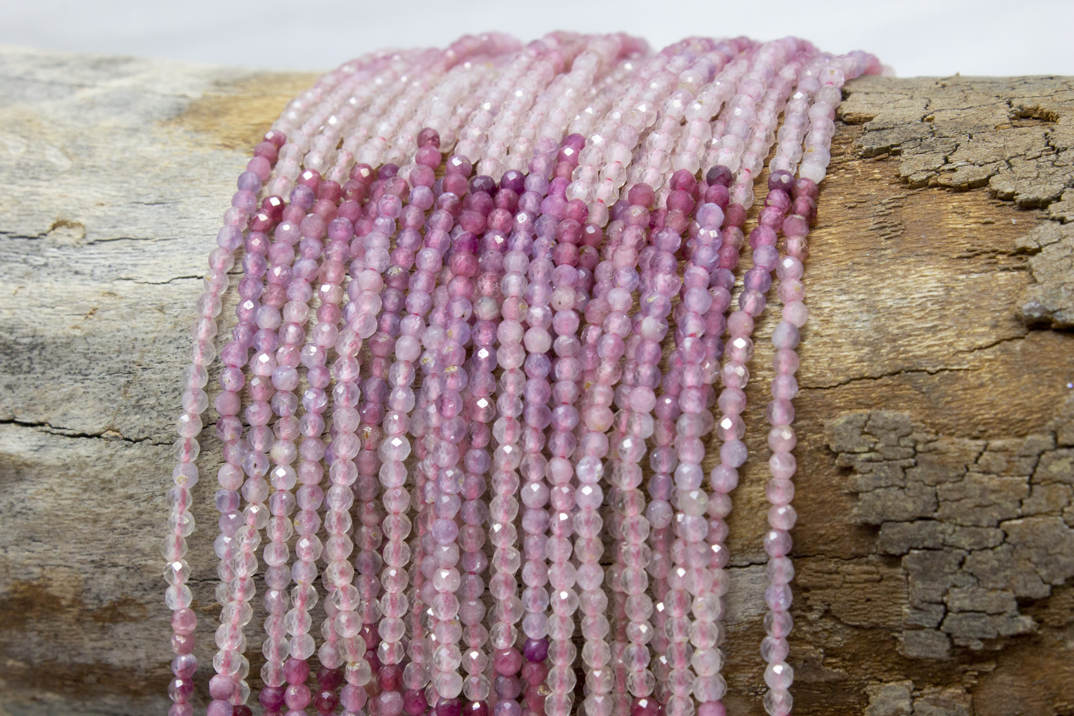 Pink Tourmaline Rose Quartz Polished Banded 2mm Faceted Round