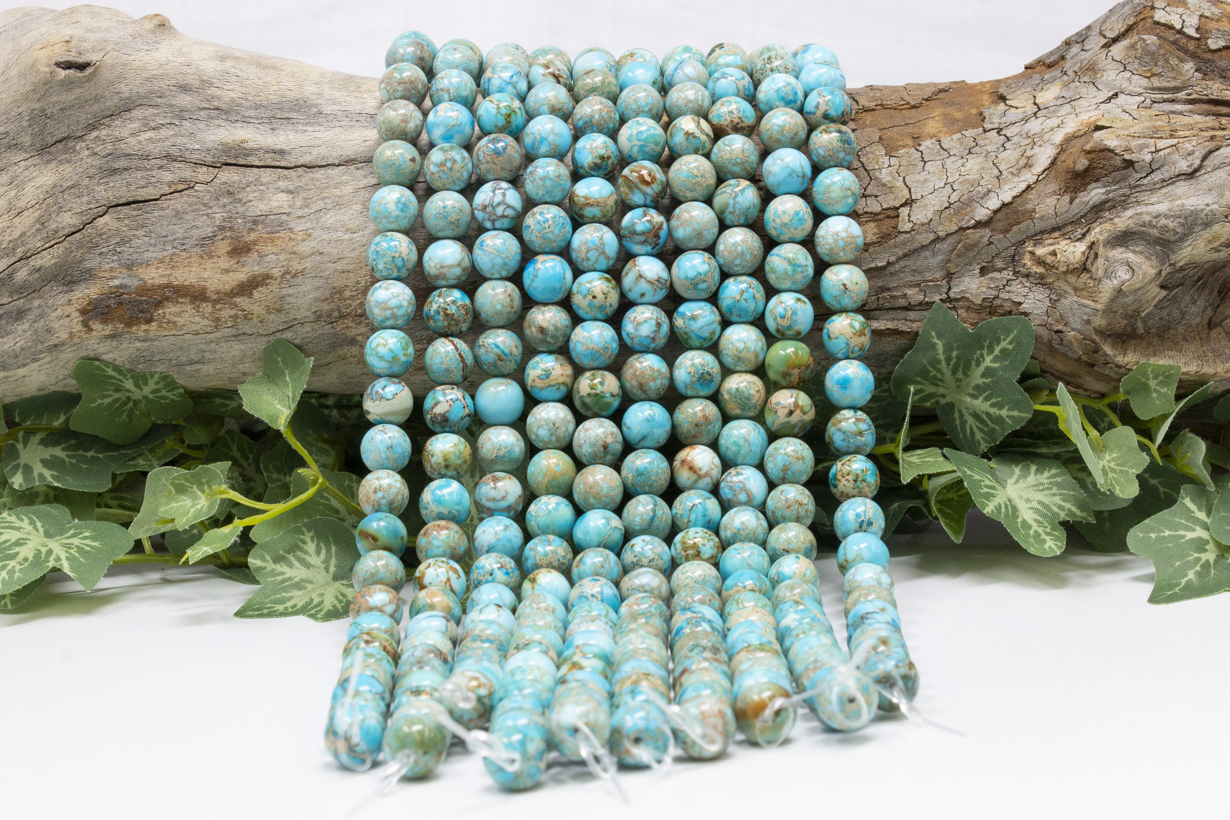 Aqua Terra Impression Jasper Polished 10mm Round - Bead World