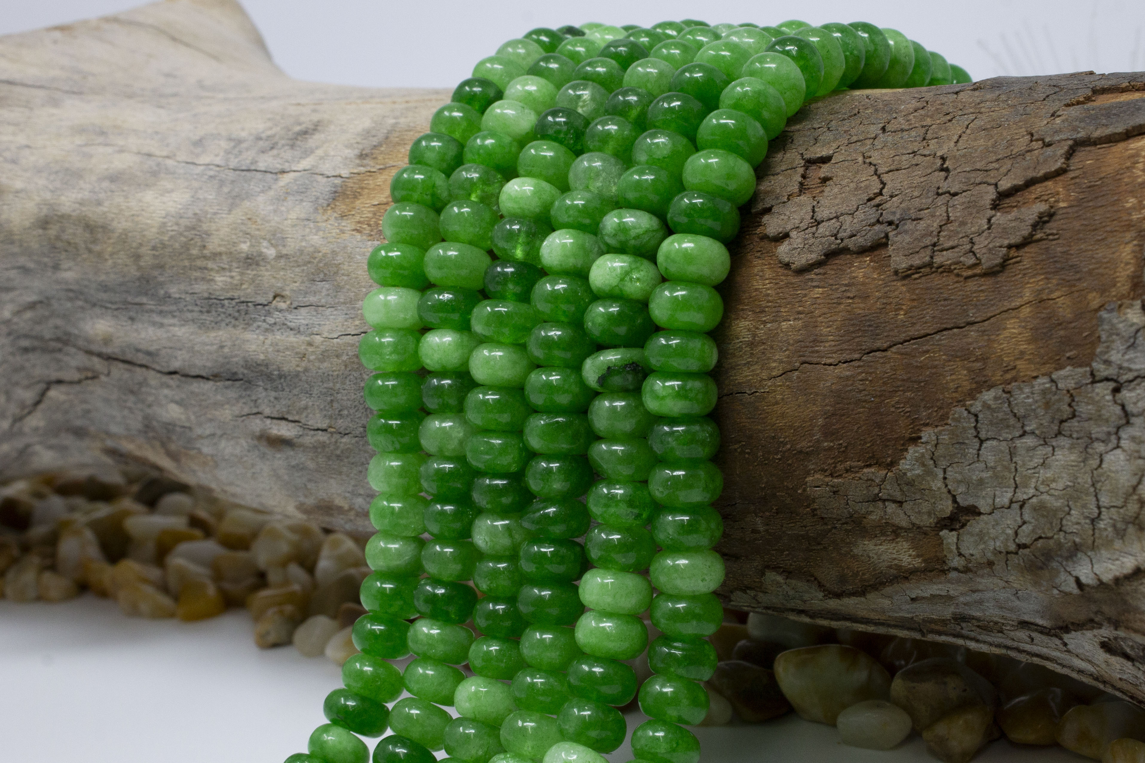 5x8mm Jade Rondelle - Smooth Dyed Apple Green Mix