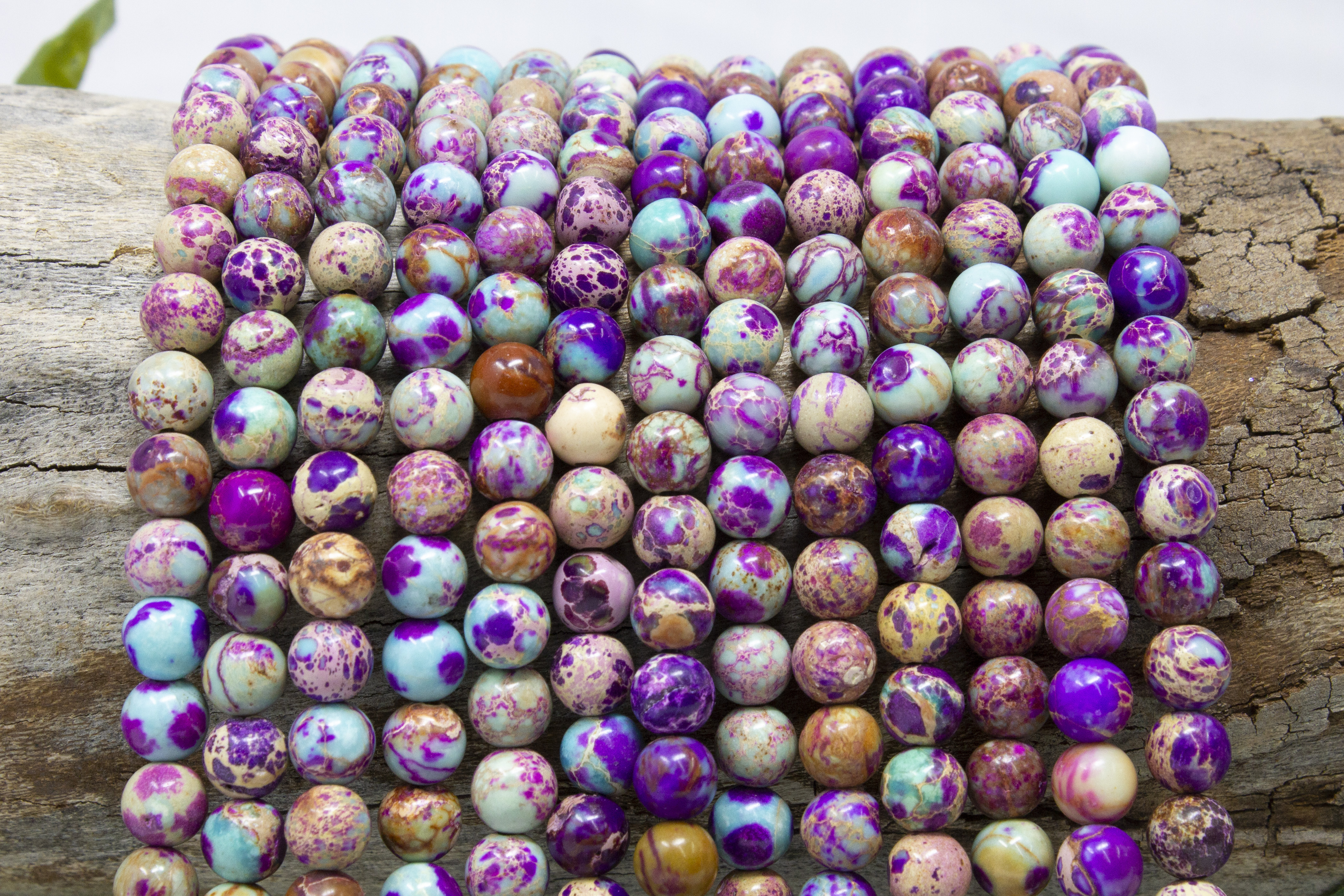 Impression Jasper Dyed Polished 6mm Round - Purple Mix - Bead World