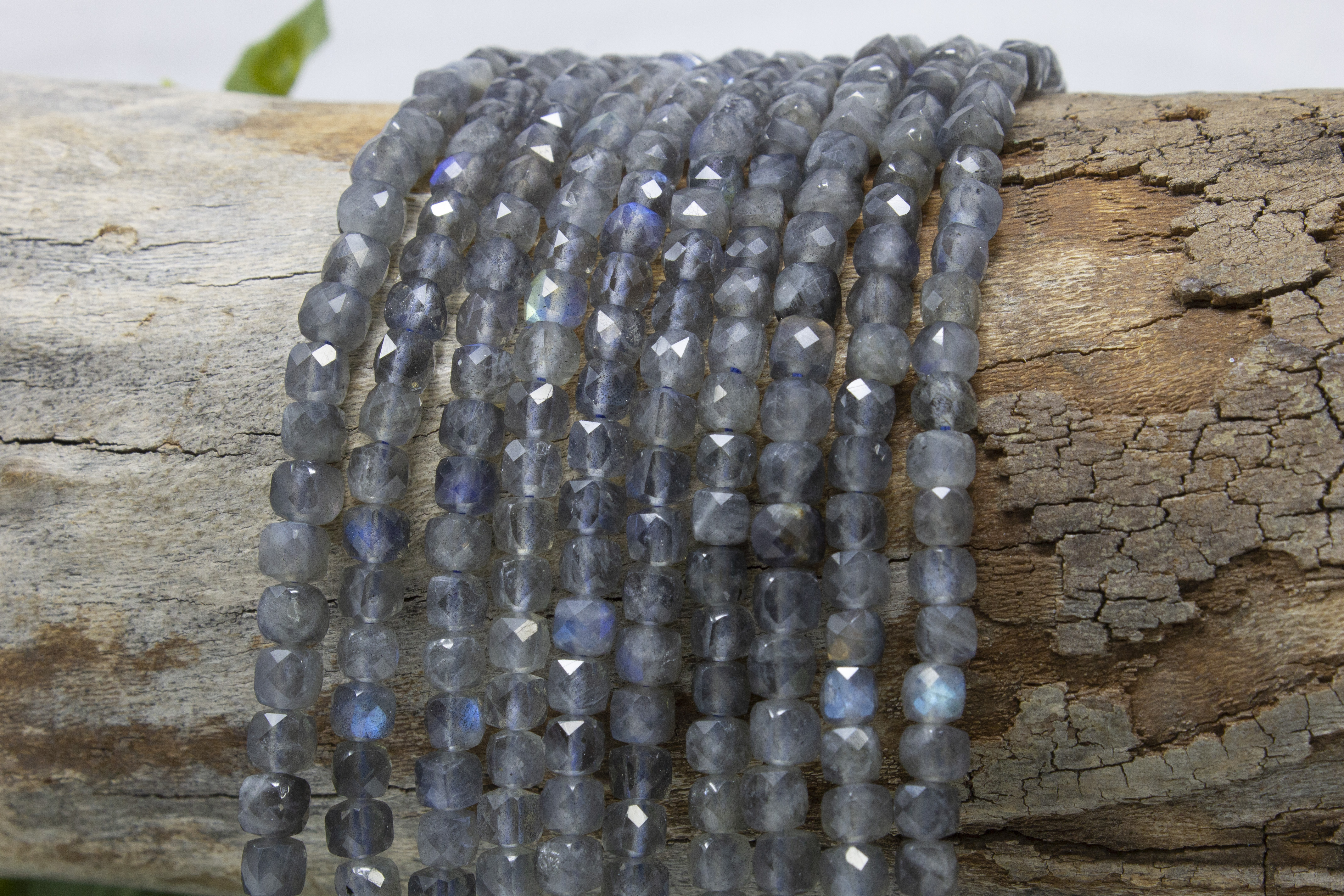 Labradorite Polished 4mm Faceted Cube Beads