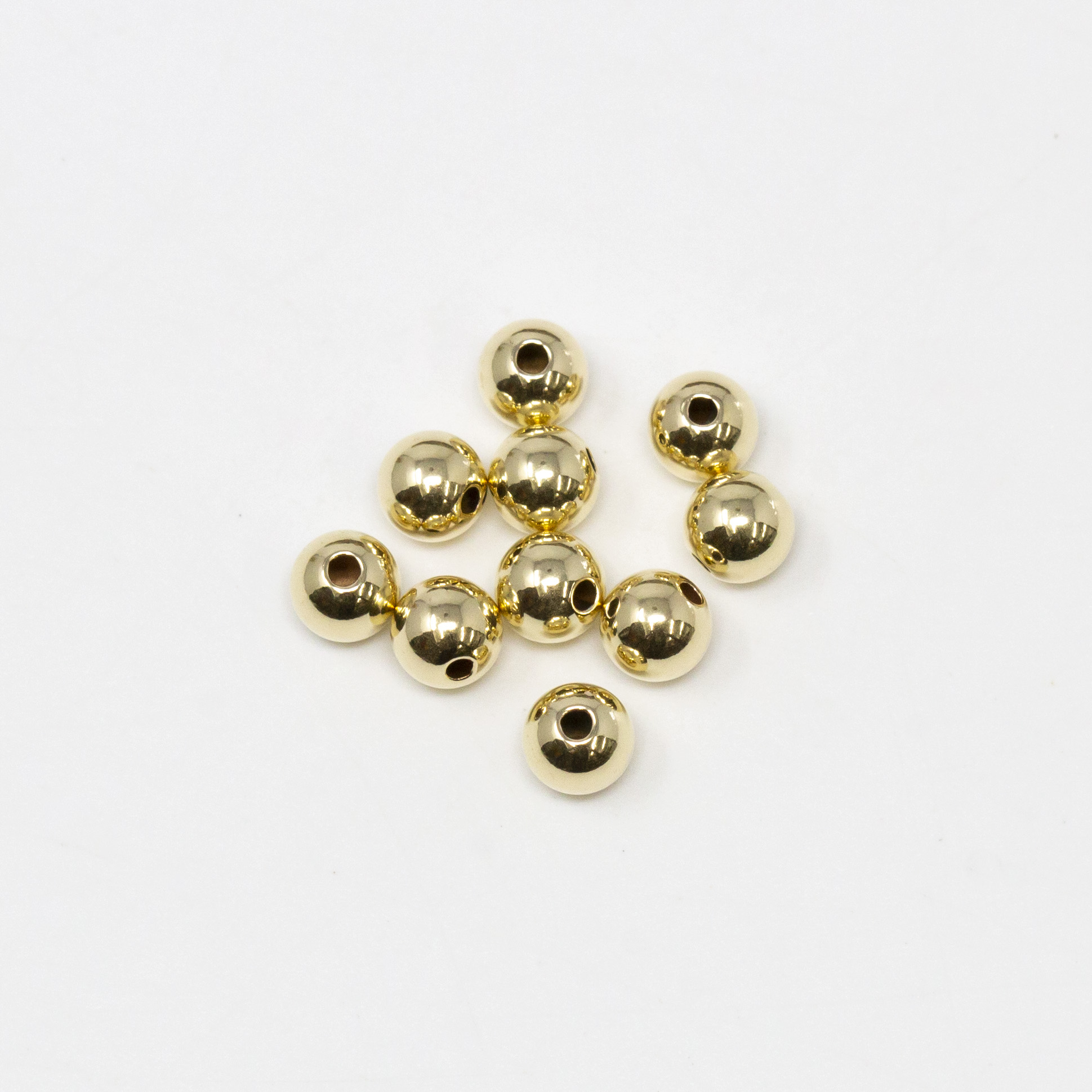 14K Gold Filled 4mm Round Beads 1mm Hole 10 Pieces Bead World
