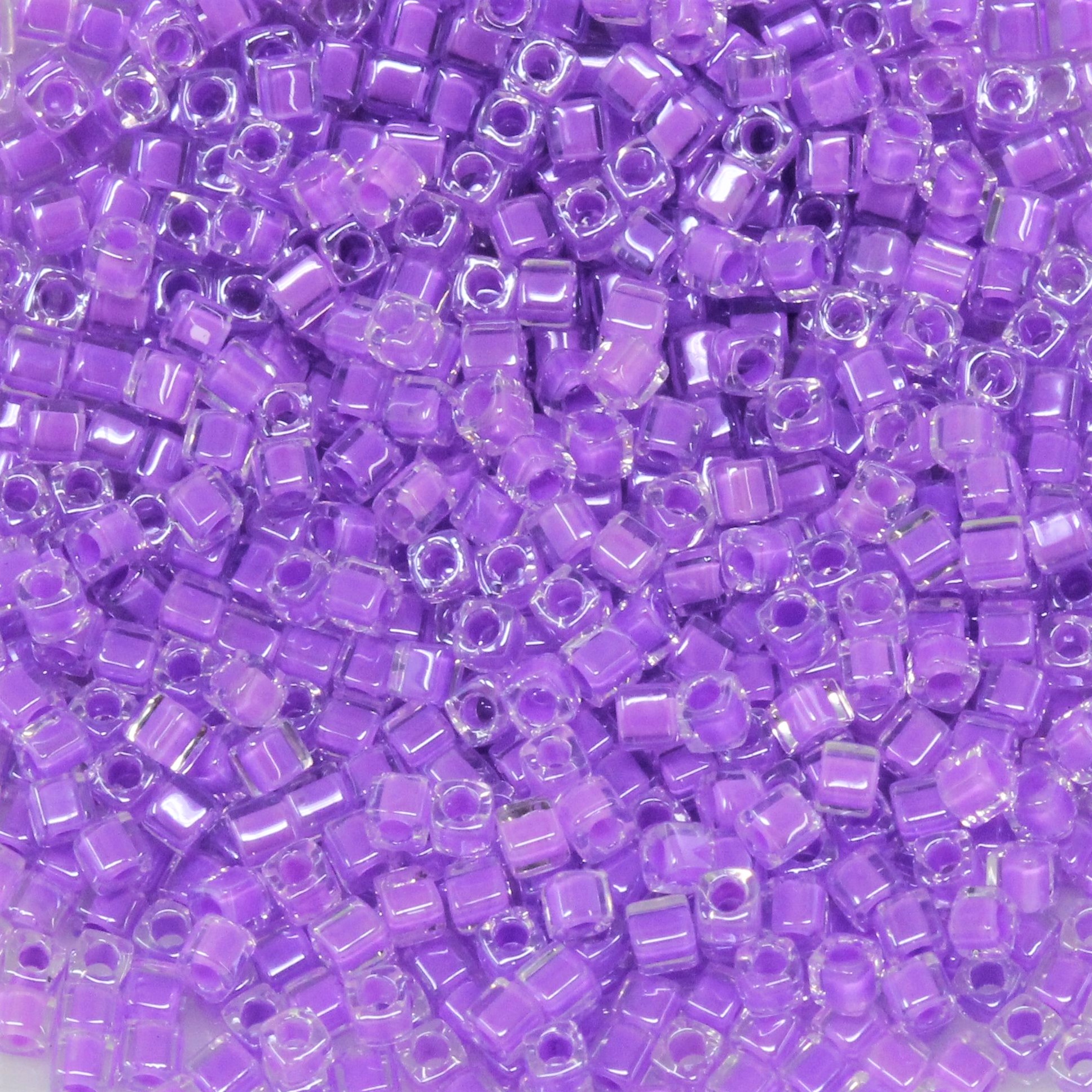 1.8mm Miyuki Cube Seed Beads -- Crystal / Violet Lined - Bead World