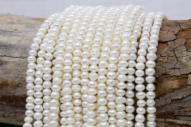 5x4mm Pearl Button - Freshwater Pearls White