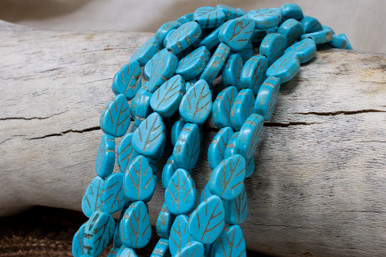 9x13mm Magnesite - Turquoise Leaf