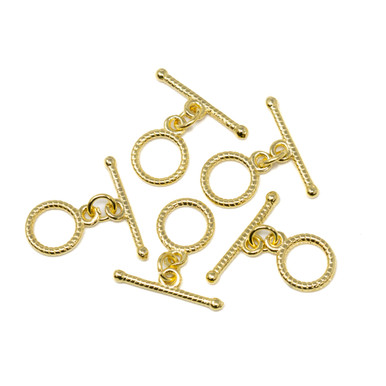 Drawstring Toggle Gold 18K Gold Plated 8mm Twisted Toggle - 5 Pieces - Bead World
