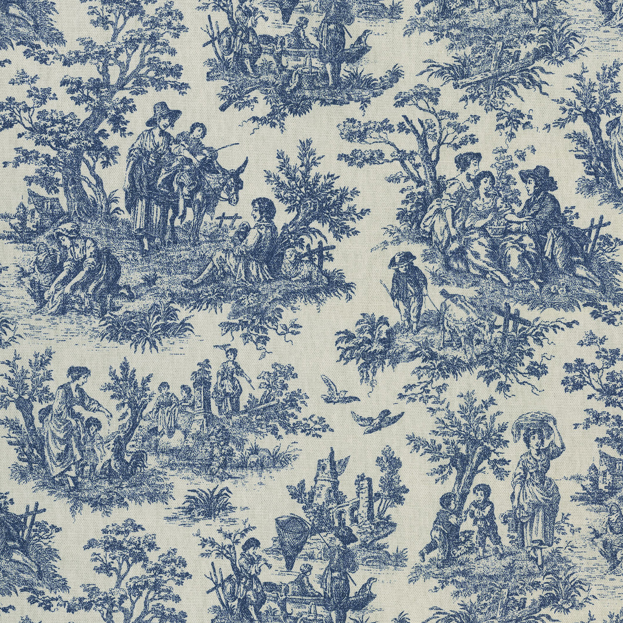 Waverly Toile Idyllic Days Blue Sapphire Fabric by the yard