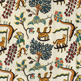 Old World Weavers Fabric Fables - Jawahar Crewel/Blue/Multi 0031-001 SCALAMANDRE WAREHOUSE 60% COTTON 40% WOOL INDIA LIGHT DUTY Horizontal: 17.5" and Vertical: 52" - My Fabric Connection -