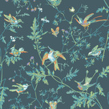 Cole & Son Wallcovering Hummingbirds Viridian COLE & SON ICONS PAPER - 100% United Kingdom - Horizontal: - and Vertical: 21 20.5 - My Fabric Connection -