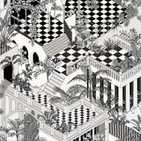 Cole & Son Wallcovering Miami Black/White COLE & SON ICONS PAPER - 100% United Kingdom - Horizontal: - and Vertical: 35.4 27 - My Fabric Connection -