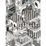 Cole & Son Fabric Miami Blk Wht COLE & SON CONTEMPORARY FABRICS COTTON - 100% Italy HEAVY Horizontal: 28.94 and Vertical: 38.2 57.87 - My Fabric Connection -