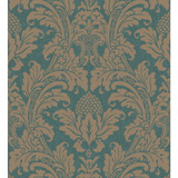 Cole & Son Wallcovering Blake Teal And Silver COLE & SON ALBEMARLE PAPER - 100% United Kingdom Horizontal: and Vertical: 20.88 21 - My Fabric Connection -
