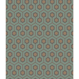 Cole & Son Wallcovering Hicks Hexagon Teal/Gold CONTEMPORARY RESTYLED PAPER - 100% United Kingdom Horizontal: 20.5 and Vertical: 4 20.5 - My Fabric Connection -