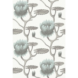 Cole & Son Wallcovering Summer Lily Aqua/White CONTEMPORARY RESTYLED PAPER - 100% United Kingdom Horizontal: 27 and Vertical: 19.75 27 - My Fabric Connection -