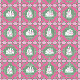 Gaston Y Daniela Fabric Porcelanas Rosa/Verde GASTON LIBRERIA COTTON - 100% Italy HEAVY Horizontal: 25.61 and Vertical: 24.62 52 - My Fabric Connection -