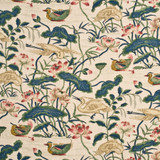 G P & J Baker Fabric Heron & Lotus Flower Indigo/Pink
