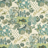 Mulberry Fabric Glendale Teal/Leaf COUNTRY WEEKEND COTTON - 100% Italy - Horizontal: 27.186 and Vertical: 35.854 55.16 - My Fabric Connection -