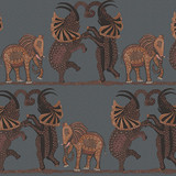 Cole & Son Wallcovering Safari Dance Charcoal & Reds