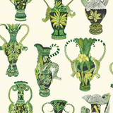 Cole & Son Wallcovering Khulu Vases Green & White