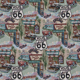 Charlotte Fabric 1011 Route 66 Themes of Tapestry II 52% Cotton, 48% Polyester Asia Exceeds 100,000 Wyzenbeek Rubs (Heavy Duty) Horizontal: 12" x Vertical: 15" 54 Inches - My Fabric Connection -
