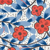Schumacher Fabric Cocarde Espagnole Red & Blue 177550 FASHION FORWARD See Sample CHINA - </p><p>Repeat: Horizontal: 27" (69CM) and Vertical: 13 1/4" (34CM) 54 3/4" (139CM) - My Fabric Connection -