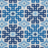 Schumacher Fabric Palmetto Print Ocean 177451 HAPPY TOGETHER See Sample ISRAEL - </p><p>Repeat: Horizontal: 26 3/4" (68CM) and Vertical: 25 1/4" (64CM) 54" (137CM) - My Fabric Connection -