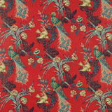 Schumacher Fabric Peacock Red 175910 Miles Redd 17.5" - My Fabric Connection -