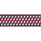 Schumacher Trim Tumbling Blocks Tape Rouge & Bleu 71262 MILES REDD PASSEMENTERIE See Sample CHINA - </p><p>Repeat: Horizontal: 5/8" (2CM) and Vertical: - 2 3/4" (7CM) - My Fabric Connection -