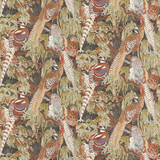 Mulberry Fabric Game Birds Linen Charcoal