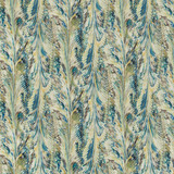 Lee Jofa Fabric Taplow Print Peacock/Gold MANOR HOUSE LINEN - 100% Austria MEDIUM Horizontal: 36.5 and Vertical: 31.5 56.8 - My Fabric Connection -