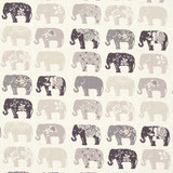 Clarke And Clarke Fabric Elephants Natural CLARKE & CLARKE BLIGHTY COTTON - 100% Turkey MEDIUM Horizontal: and Vertical: 54 - My Fabric Connection -