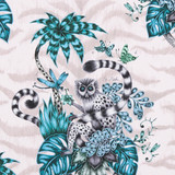 Clarke And Clarke Fabric Lemur Pink ANIMALIA BY EMMA J SHIPLEY FOR C&C COTTON - 100% United Kingdom HEAVY Horizontal: 18.11 and Vertical: 21.65 54 - My Fabric Connection -