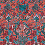 Clarke And Clarke Fabric Amazon Velvet Red ANIMALIA BY EMMA J SHIPLEY FOR C&C POLYESTER - 100% Spain HEAVY Horizontal: 13.58 and Vertical: 24.61 54 - My Fabric Connection -