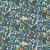 Clarke And Clarke Fabric Ashbee Denim/Spice CLARKE & CLARKE SHERWOOD COTTON - 100% Turkey MEDIUM Horizontal: and Vertical: 54 - My Fabric Connection -