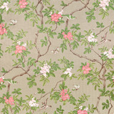 Bassett Mcnab Fabric 7814-11 Birds And Butterfly Herringbone Sandune BASSETT MCNAB ORIGINS 100%LIN USA Horizontal: 48 and Vertical: 49 48 in - My Fabric Connection -