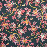 Bassett Mcnab Fabric 7820-10 Birds And Butterfly Nightfall BASSETT MCNAB ORIGINS 100%LIN USA Horizontal: 48 and Vertical: 49 48 in - My Fabric Connection -