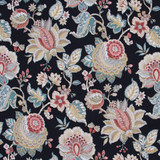 Carole Fabric Any Tradition Jet Azalea 100% Cotton Spain Passes 30,000 Double Rubs Wyzenbeek Horizontal: 27" and Vertical: 27" V 54" - My Fabric Connection -