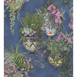 Cole & Son Wallcovering Talavera Fuchsia/Forest Green/Cerulean Sky COLE & SON SEVILLE NON WOVEN - 100% United Kingdom Horizontal: 27 and Vertical: 30 27 - My Fabric Connection -