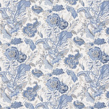 G P & J Baker Fabric Indienne Flower Blue CASPIAN LINEN - 100% Thailand Horizontal: 17.336 and Vertical: 26.792 52.402 - My Fabric Connection -