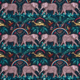 Clarke And Clarke Fabric Zambezi Satin Navy WILDERIE BY EMMA J SHIPLEY FOR C&C COTTON - 100% United Kingdom HEAVY Horizontal: 27 and Vertical: 21.78 54 - My Fabric Connection -