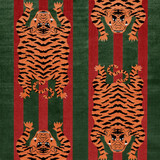 Schumacher Fabric Jokhang Tiger Velvet Red & Green 77235 Velvet & Velvet Trims 27.0" - My Fabric Connection - Schumacher Fabric Jokhang Tiger Velvet Red & Green 77235 Velvet & Velvet Trims 27.0" - My Fabric Connection -