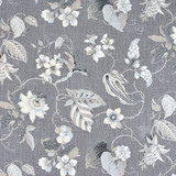 Carole Fabric Believe In You Graphite Bluebell 55% Linen, 45% Rayon-SSR Printed & Finished In Usa 27" V, 27" H HD 54" - My Fabric Connection -