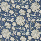 Carole Fabric Know The Plot Indigo Bluebell 55% Linen, 45% Viscose-Soil Repellent S Korea 27" V, 27 3/8" H HD 55.5" - My Fabric Connection -