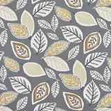 Carole Fabric Falling Leaves Ash Moonstone 100% Cotton Usa 26 1/2" V, 27 1/4" H HD 56.5" - My Fabric Connection -