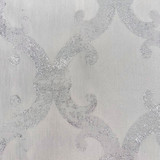 Europatex Fabric Dazzle Damask Silver White Dazzle 100% Polyester 118.00 inches - My Fabric Connection -