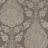 Anna French Wallpaper Balmuccia Damask Pewter on Chestnut AT57869 Wallpaper </p><p>Repeat: V: 21.00"(53.34 cm) 20.50"(52.07 cm) - My Fabric Connection -