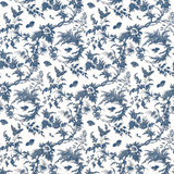 Anna French Fabric Newlands Toile Blue AF57837 Fabric </p><p>Repeat: V: 35.50" (90.17 cm) 54.00" (137.16 cm) - My Fabric Connection -
